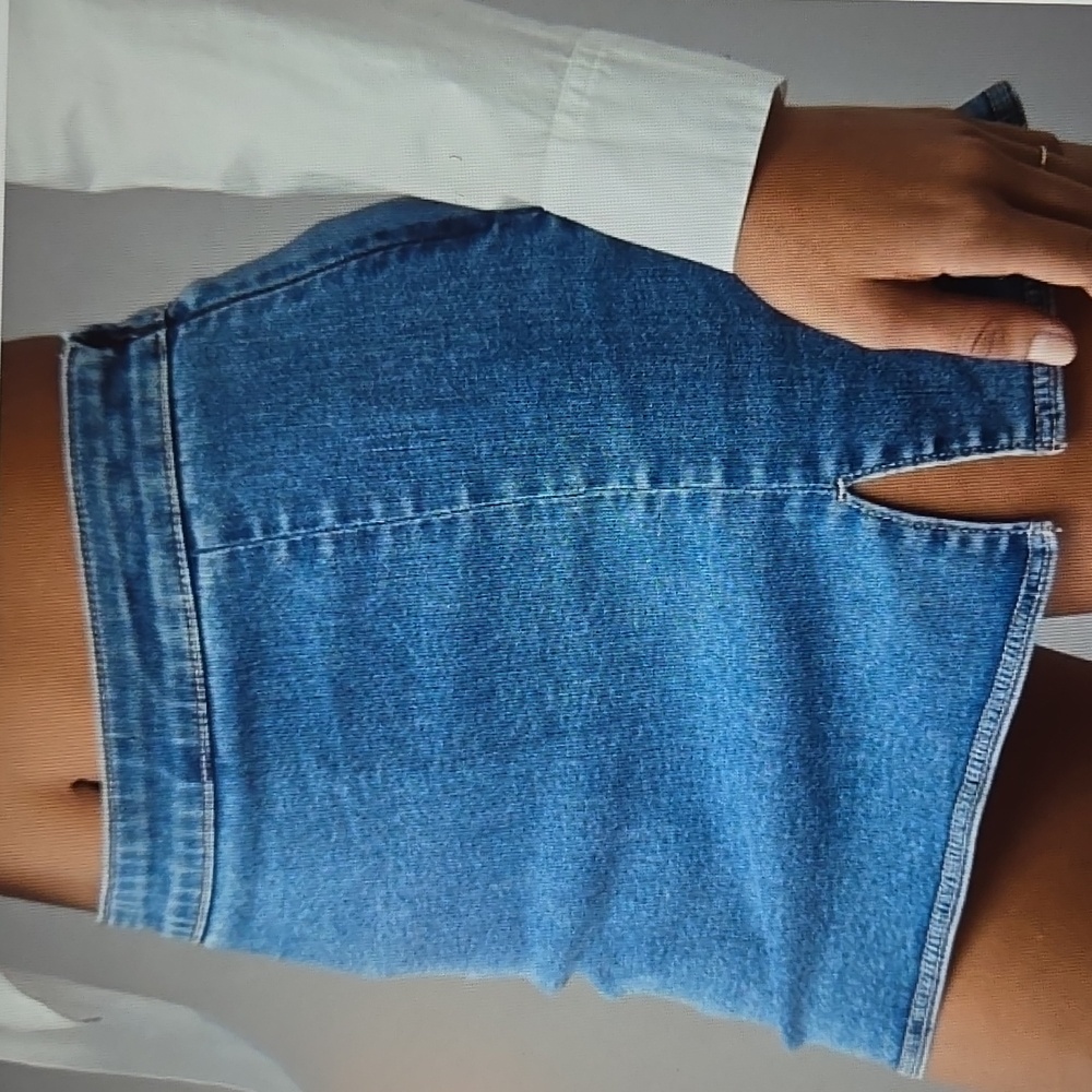 American Eagle Outfitter HighRise Denim Mini Skirt Skort Stretch Side Zip 14 EUC